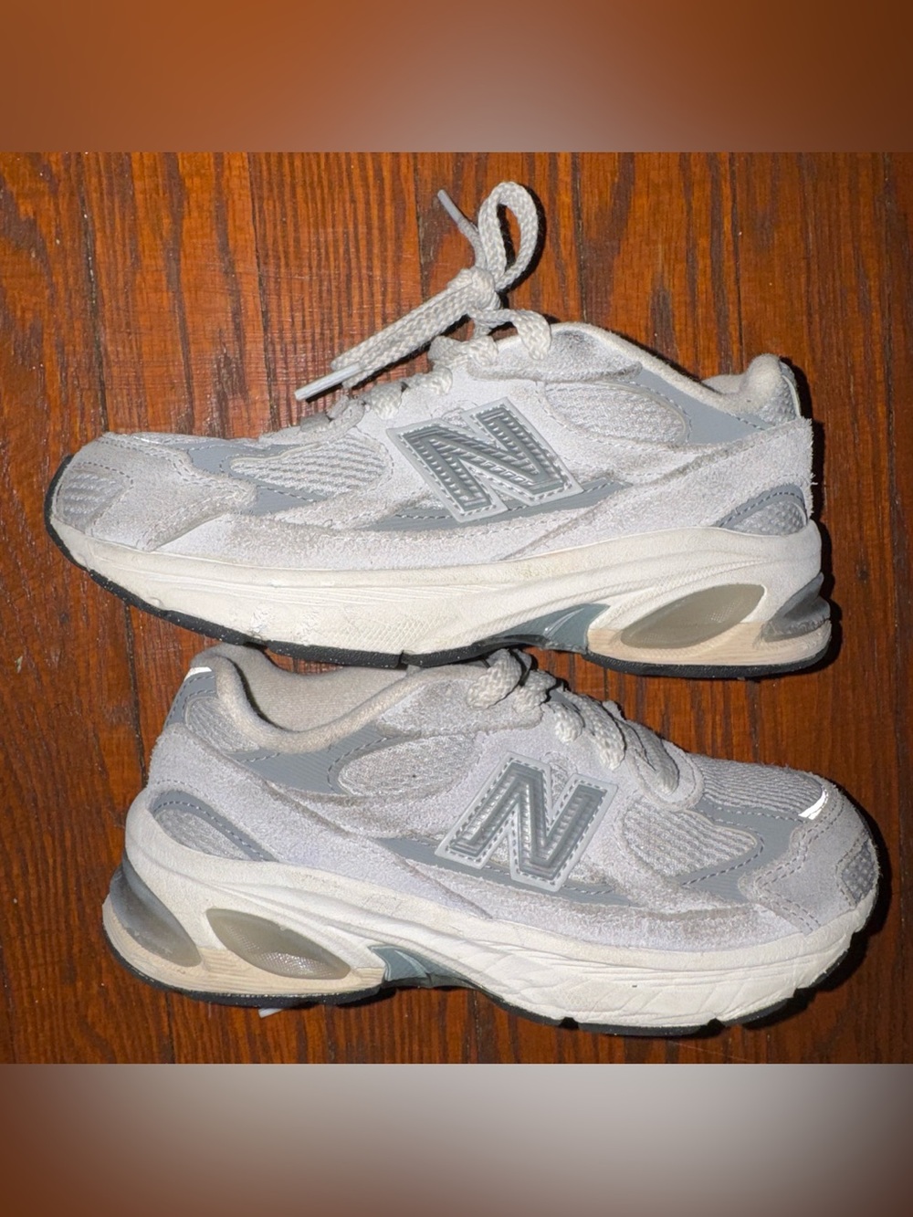 Kids New Balance Light Gray and White Athletic Sneakers size 13